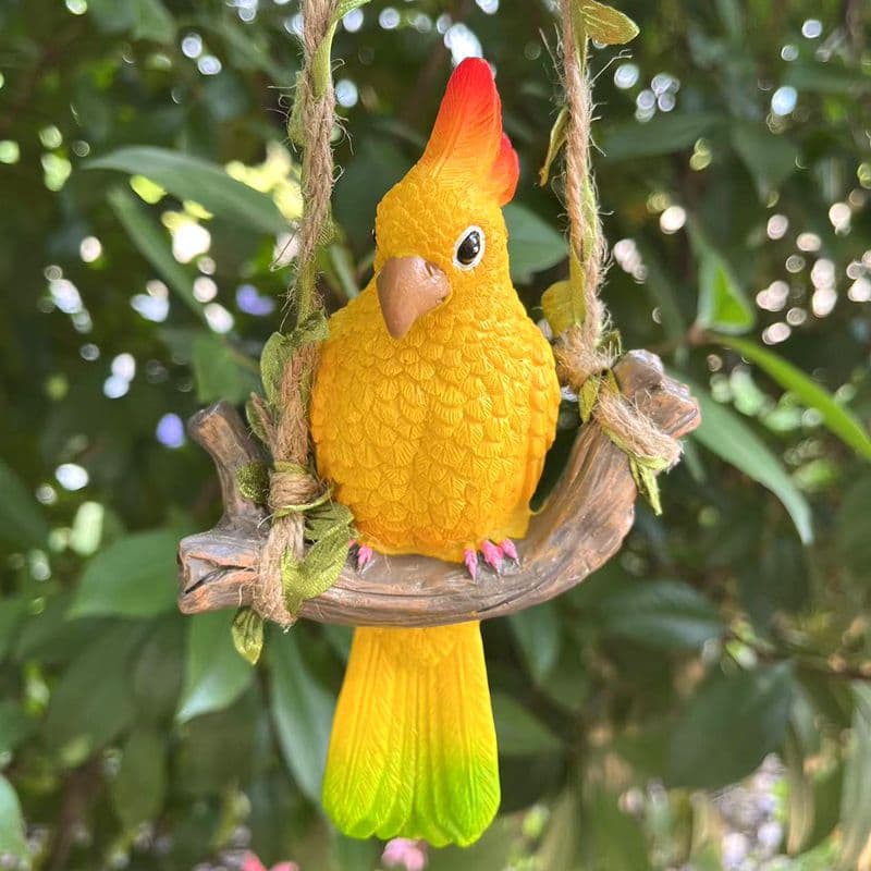Chinese-style Parrot Swing Ornament Courtyard Balcony Garden Outdoor Homestay Hanging Animal Resin Cross-border