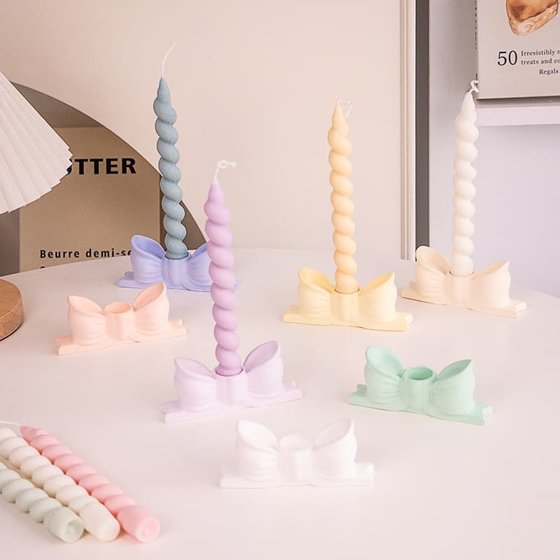 Bow Plaster Candle Holder Spiral Candle Photography Prop Home Atmosphere Photography Prop Minimalist Candle Base
