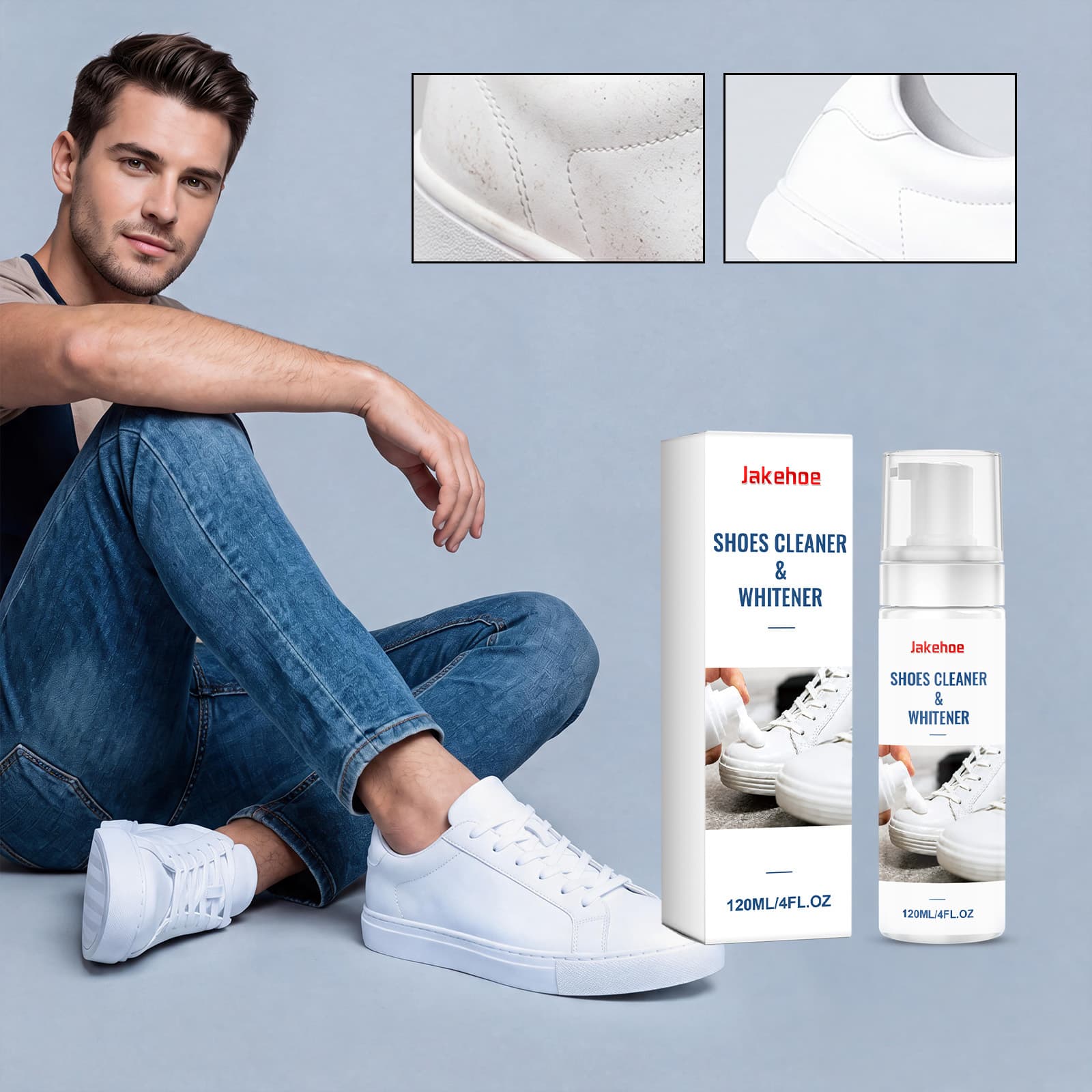 Jakehoe Shoe Cleaner Daily Shoe Surface Cleaning and Stain Removal with a Gentle Formula That Cares for the Shoes, Is Portable and Easy to Use