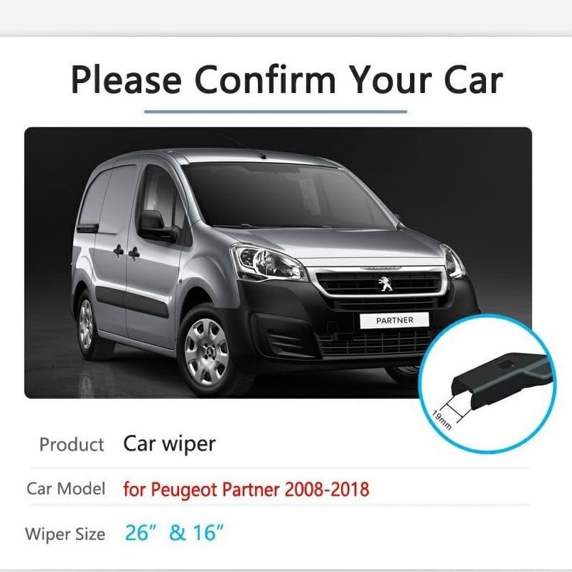 Wiper Blades for Peugeot Partner 2008-2018, Peugeot 307