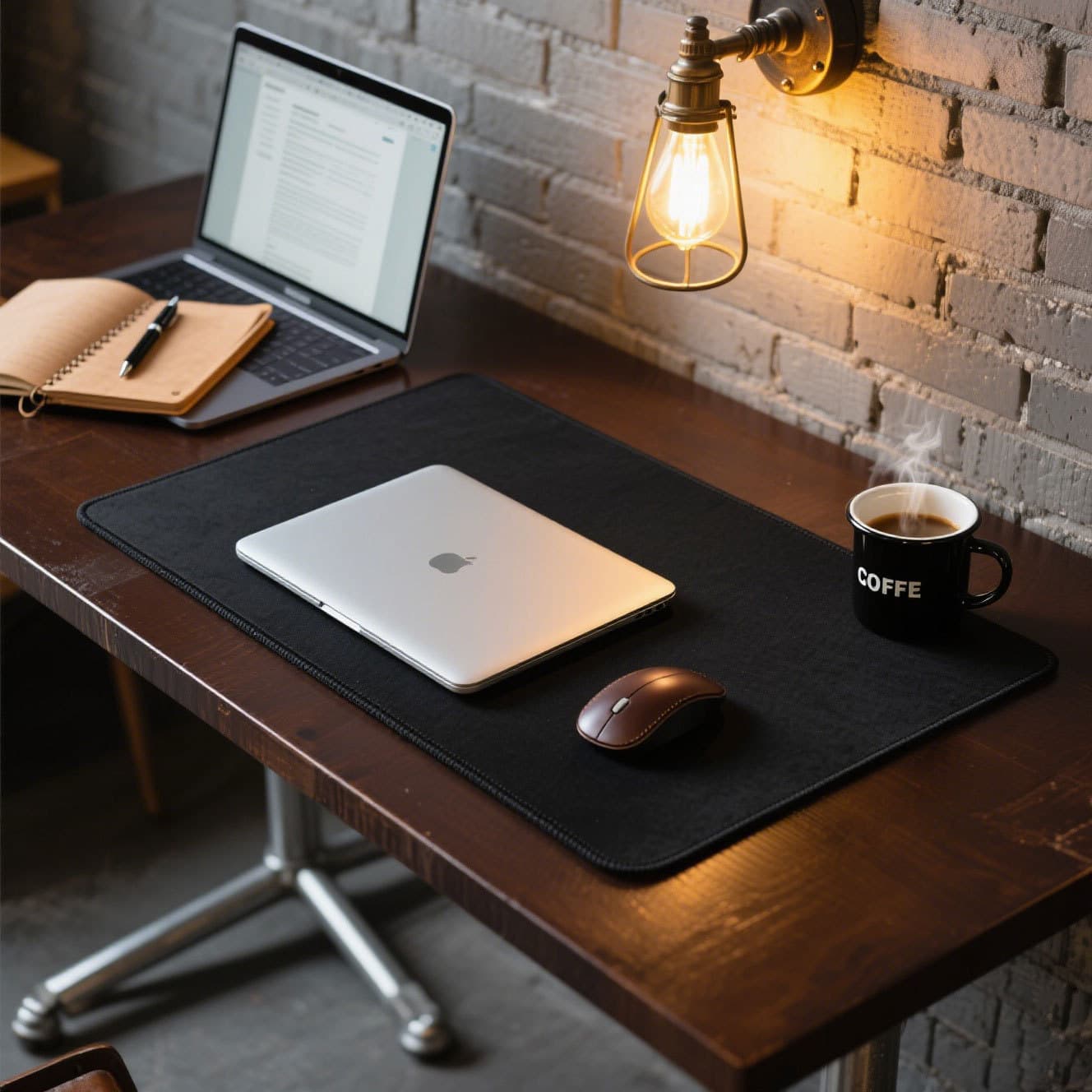 Pure Black Mouse Pad Extra Large Desk Mat DIY Wireless Charging Glowing Mouse Pad Lockstitch Thickened Student Desk Pad
