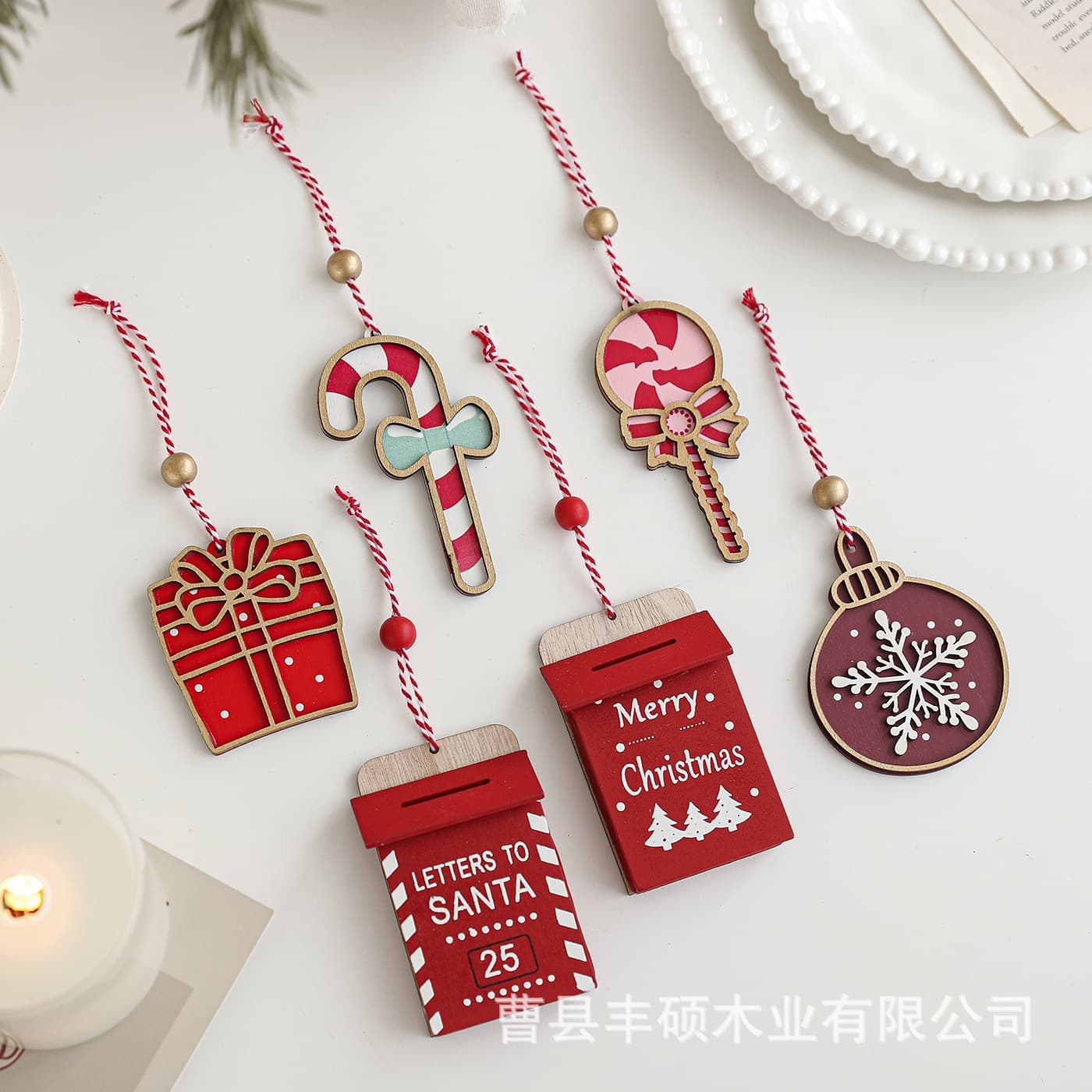 Christmas Hollow Decorations Wooden Pendants Indoor Decorations Shopping Mall Shop Scene Layout Pendants Cross-Border Wholesale