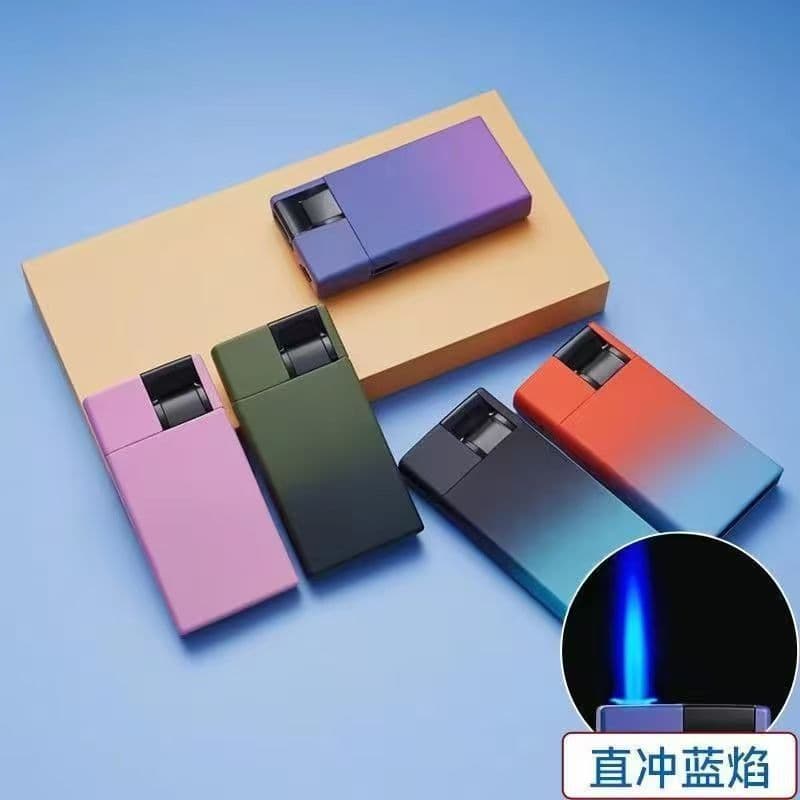 Custom Metal Windproof Lighter with Printing and Advertising, 50-Piece Box, Refillable Jet Flame, Minimum Order One Box