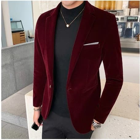 Autumn/Winter Gold Velvet Blazer High-Quality Slim Fit Suit Jacket Fashion Casual Men's Groom Singer