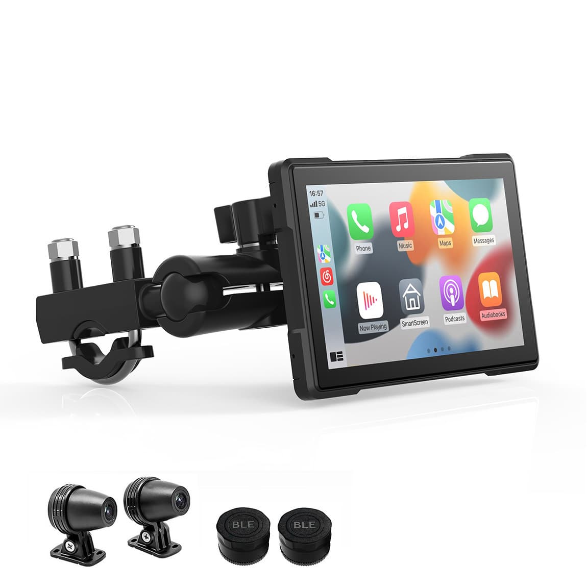 Motorcycle Wireless CarPlay Tire Pressure 5-Inch Portable GPS Navigator with Motorcycle Recorder