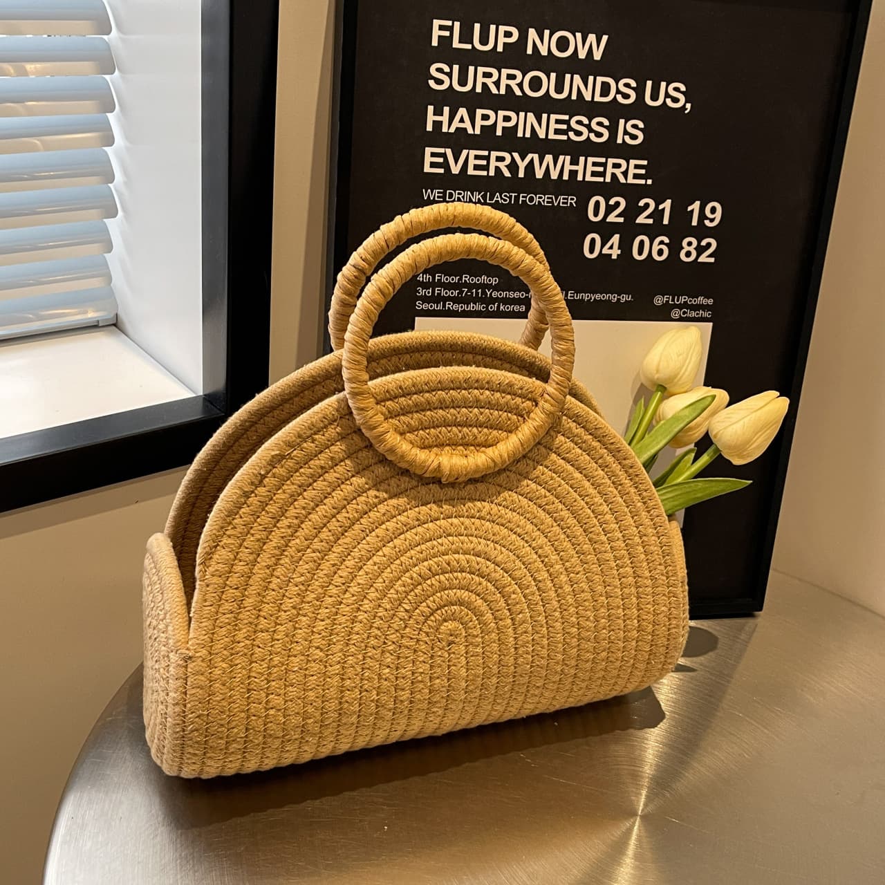 Korean Style Simple Casual Handbag Women's 2024 New Winter Fashion Straw Bag High-End Niche Handbag