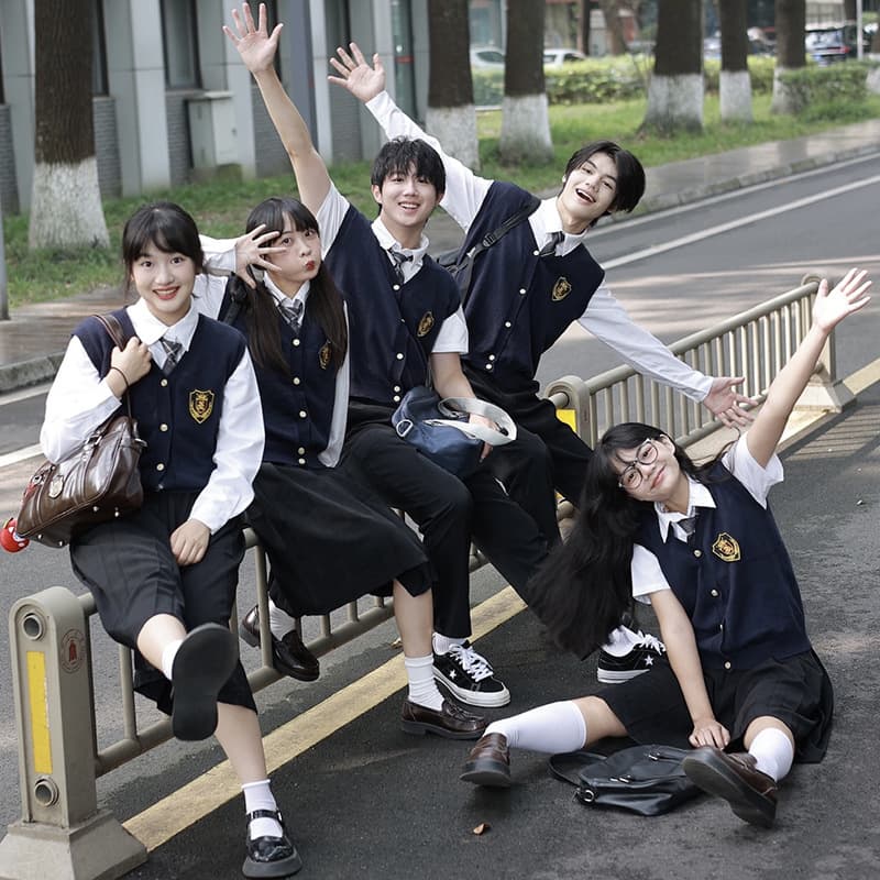 Japanese-style Academic Class Sweater Vest Performance Outfit for Junior and Senior High School Students, Sports Meet Graduation Uniform Set