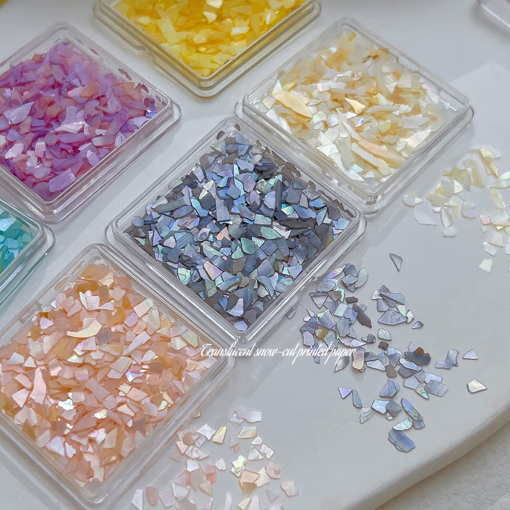 Trendy Thin Shell Fragment Nail Art Decorations, Irregular Iridescent Natural Abalone Shell Chips, Nail Accessories Wholesale
