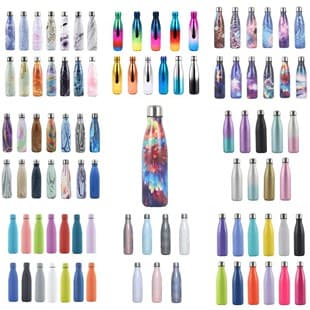304 Stainless Steel Insulated Water Bottle for Outdoor Sports, Marble Pattern Cola Bottle Style Stainless Steel Thermos