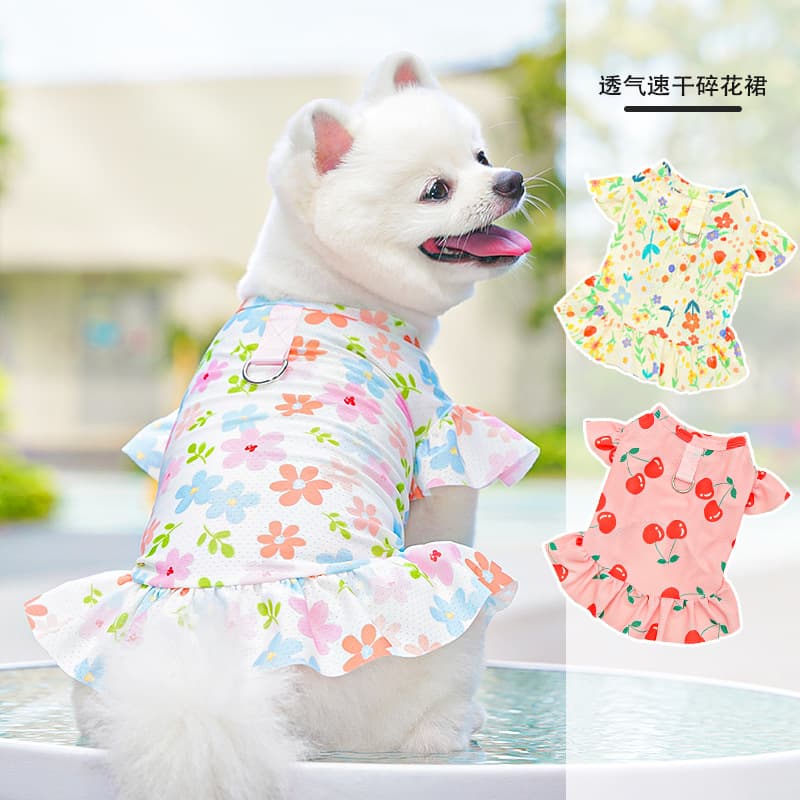 Ice Silk Dog Dress for Spring and Summer, Pet Cat and Dog Clothing for Small, Medium, and Large Breeds like Golden Retriever
