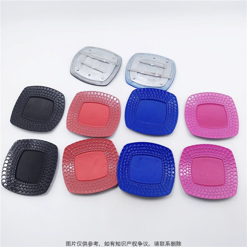Color-matched leather square shoe buckle with rhinestone decoration, women's shoe ornament accessory, metal single shoe buckle