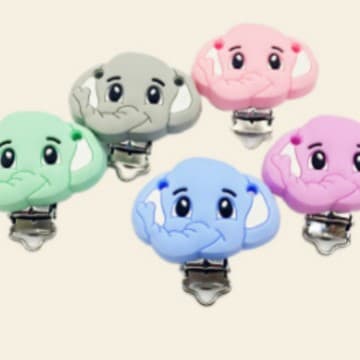 Factory Supply Long Nose Elephant Pacifier Clip Metal Duckbill Pacifier Clip Baby Soothing Silicone Pacifier Clip