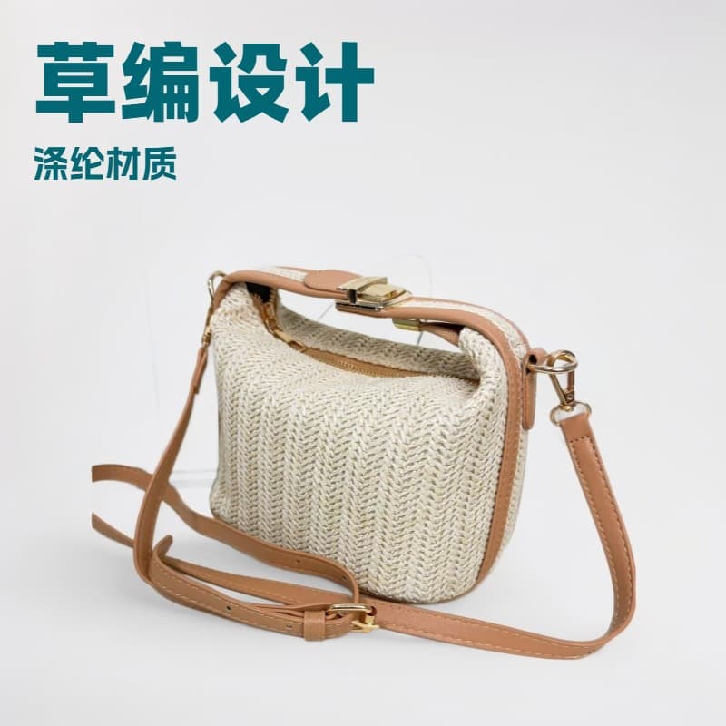 2025 Spring New Korean Dongdaemun Ins Straw Woven Small Bag Casual Women's Handbag Shoulder Crossbody Bag