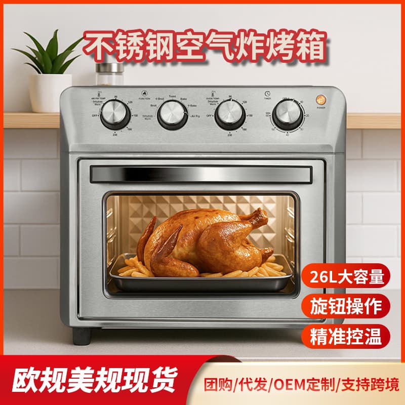Household 26L Air Fryer Oven Stainless Steel Air Fryer CE CB European and American Regulations Air Fryer Oven