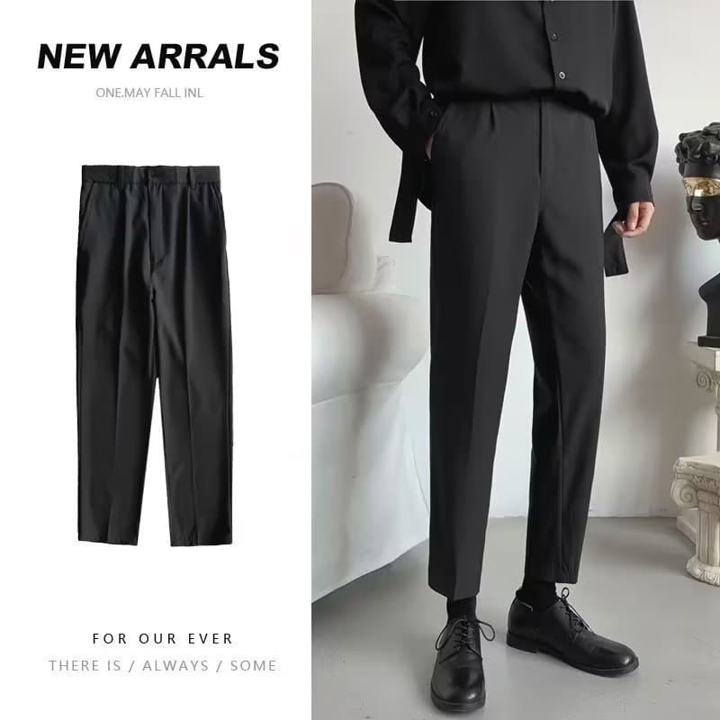 High-Quality Spring/Autumn Men's Slim Fit Tapered Casual Ankle-Length Straight Leg Large Size Trendy Suit Pants with Drape
