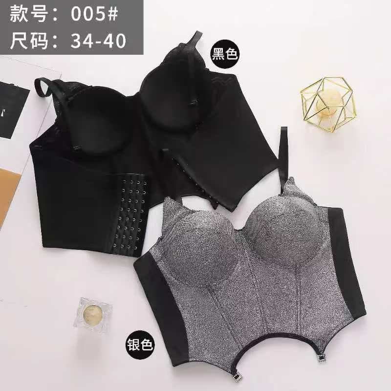 Bunny Ears Solid Bikini Bra Nightclub Sexy Corset with Padded Bra Beautiful Back Outerwear DJ Underwear