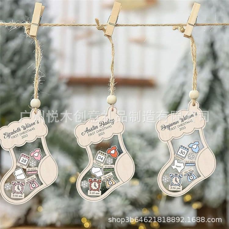 Baby's First Christmas Decoration 4D Shaking Baby Souvenir Christmas Gift Sock Ornament