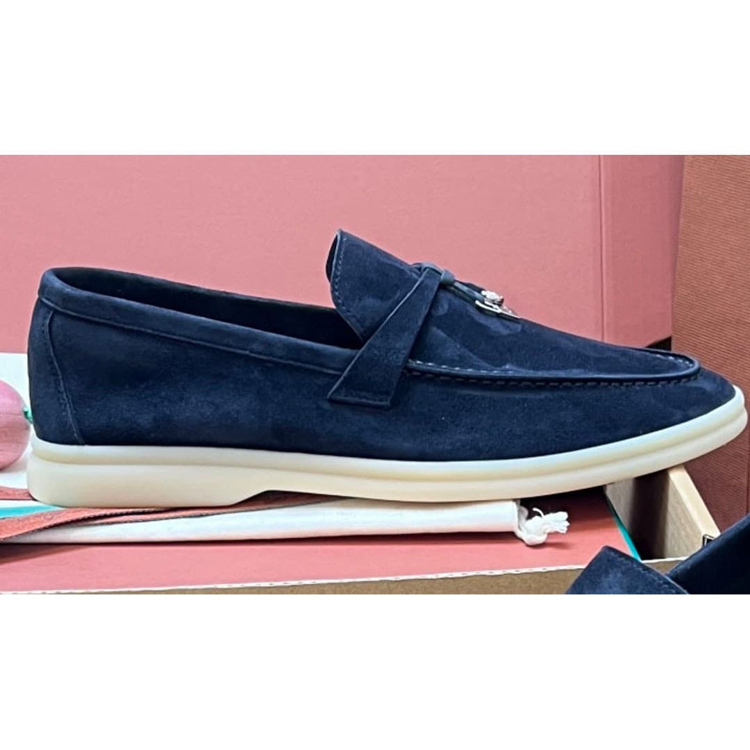 European Summer Walk Couple Loafers with Pendant, Large Size Women's and Men's Shoes, Genuine Leather Soft Sole