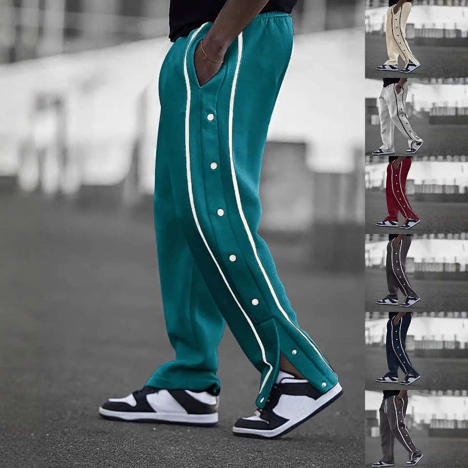 2025 European Size Men's Button Casual Pants European and American High Street Retro Casual Jogger Pants for Men Cross-border