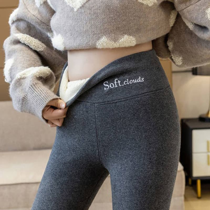2022 New Women's Fleece-Lined and Thickened High-Waisted Cotton Wadded Trousers Warm Base Leggings Autumn/Winter