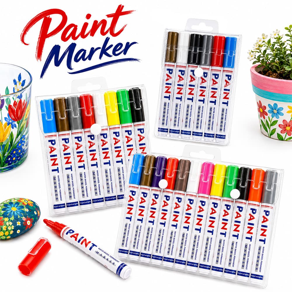 Paint Pen Set, Waterproof Non-Fading Quick-Dry Markers, Tire Touch-Up Oil-Based DIY Markers
