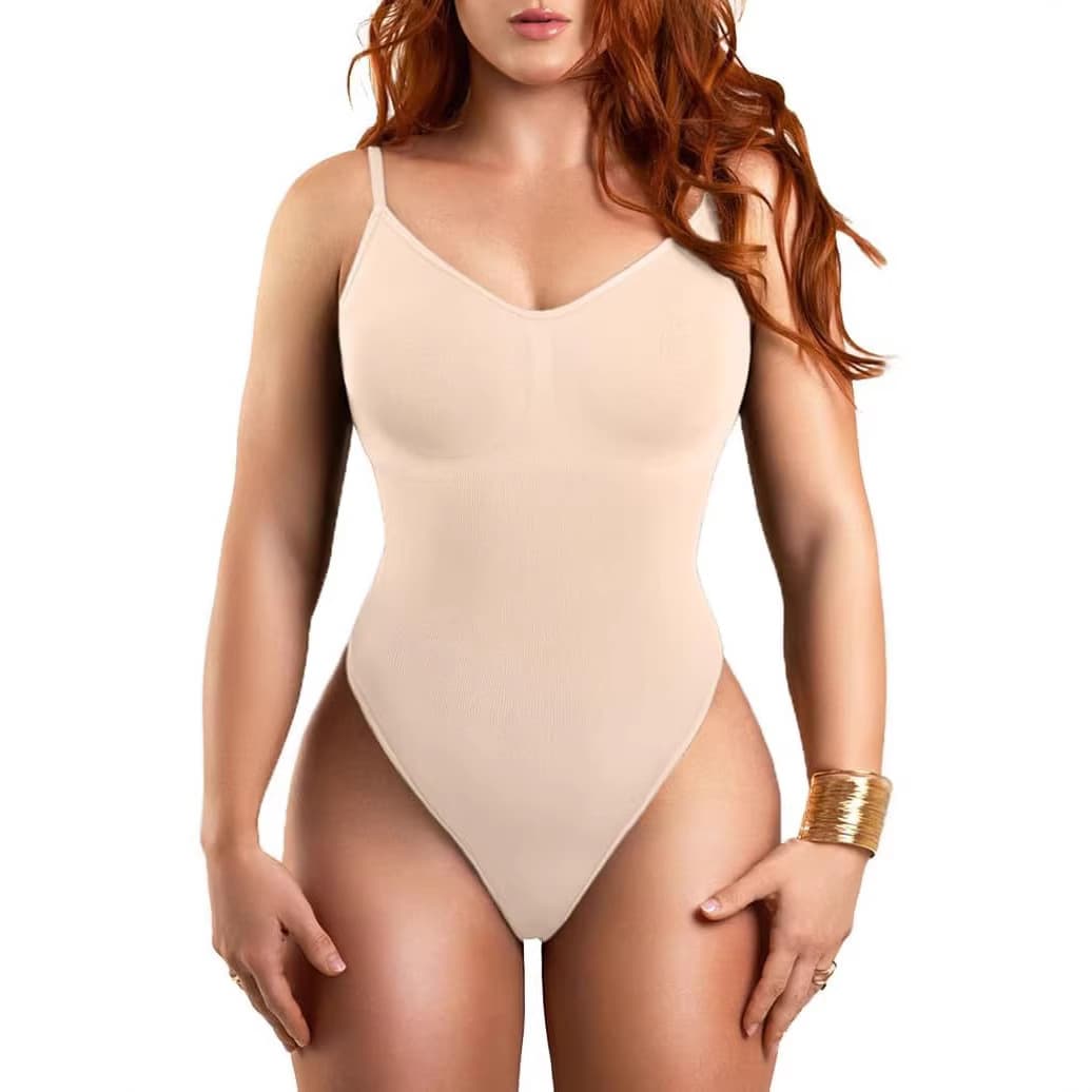 Glamhug Women's Shapewear Bodysuit - Tummy Control Seamless Waist Shaping - Thong Cross Border Shaping