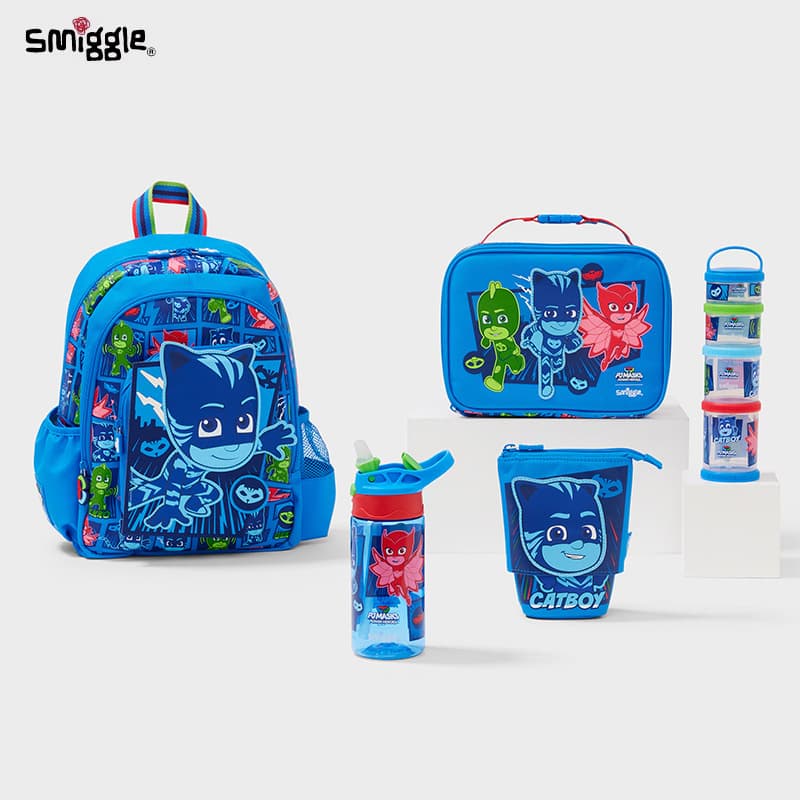 Smiggle New Kids' Backpack, Lunch Bag & Water Bottle Set, Kindergarten School Bag, Casual Travel, Cross-Border