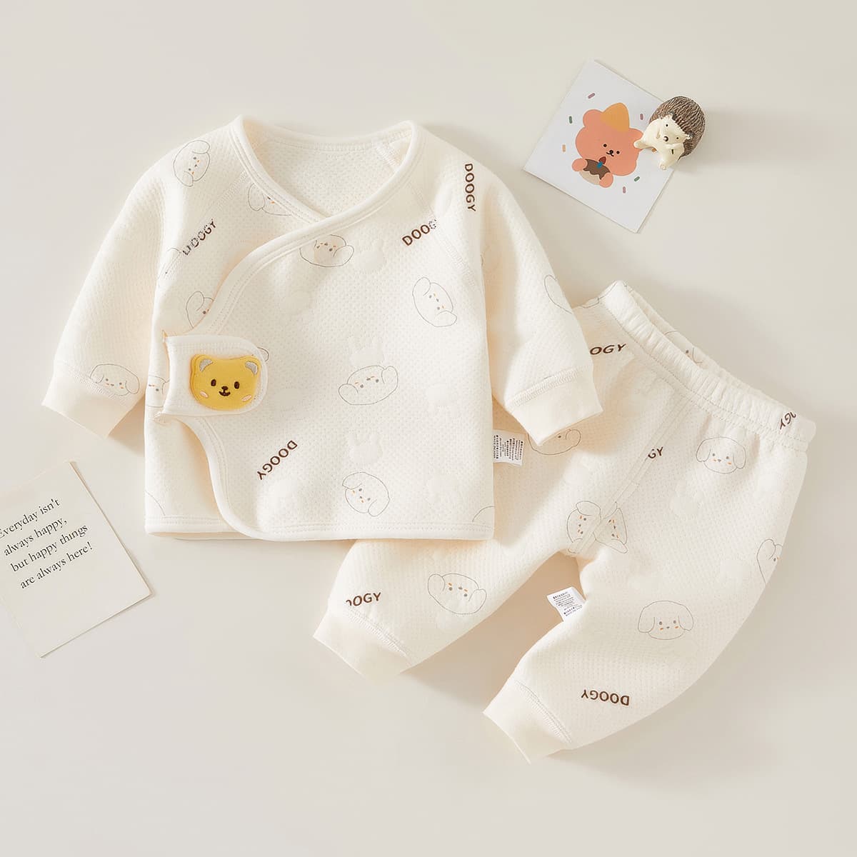 Newborn baby clothes autumn and winter thermal underwear set, newborn baby autumn two-piece underwear set