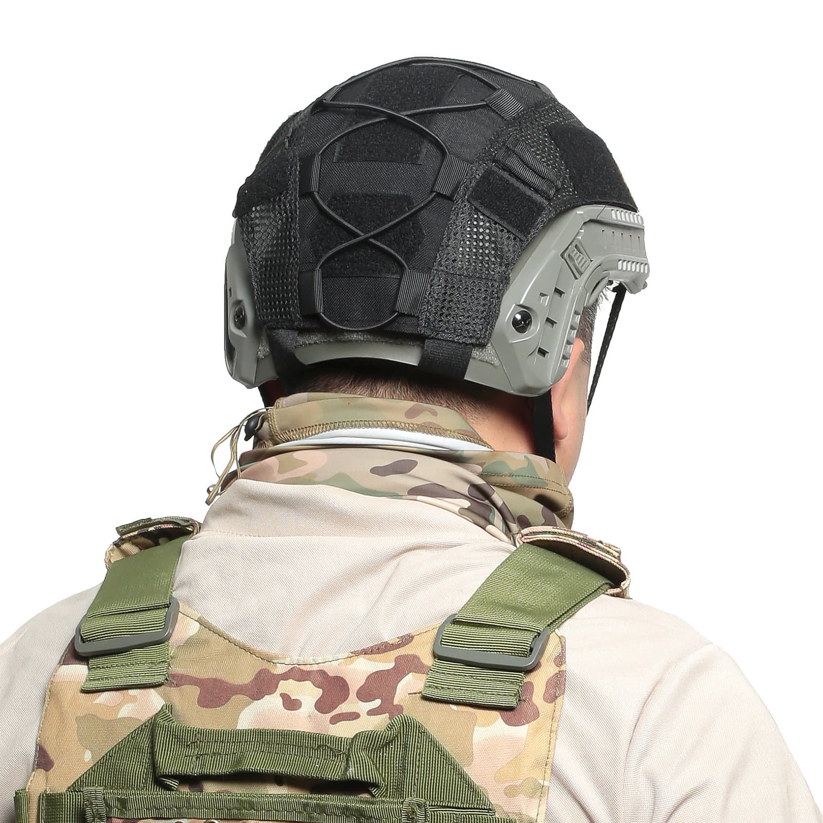 Cross-border FAST Helmet Cover Tactical Helmet Cloth Camouflage Helmet Cover Elastic Cord Camouflage Russian Little Green Man Hat