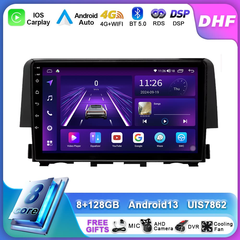 Cross-border applicable to 16-18 Honda Civic Honda Civic central control large-screen all-in-one Android car navigation
