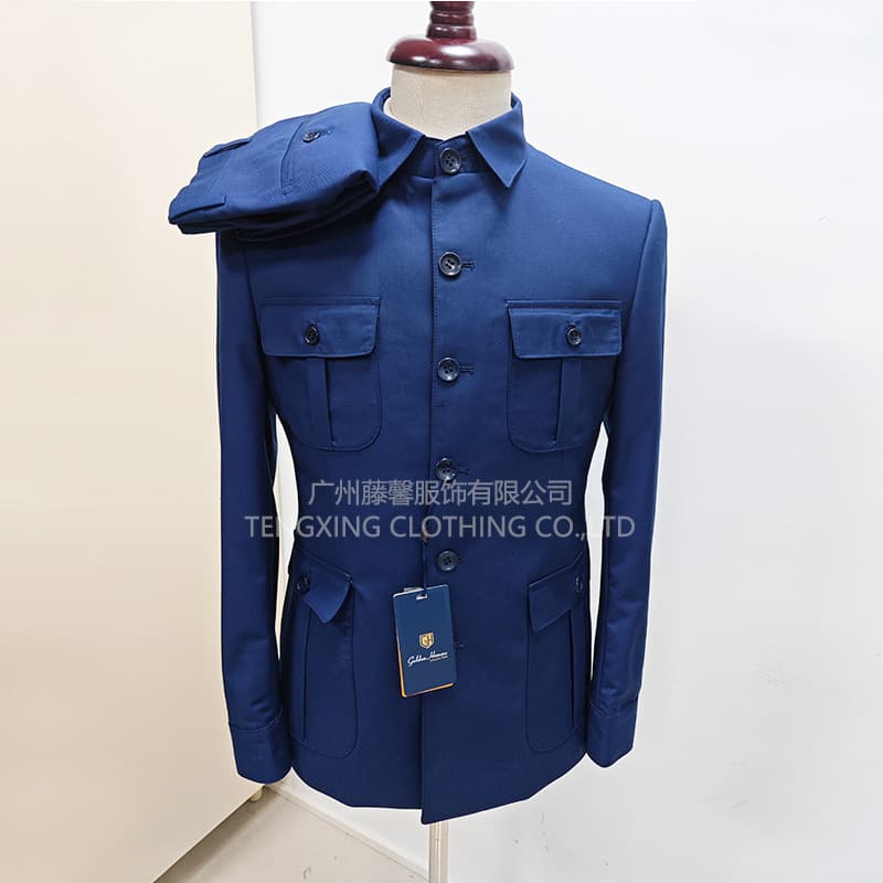 Men's Two-Piece Suit Set for Export to Amazon, AliExpress, Cardigan Style, Workwear Fit, Slim Fit Men's Suit