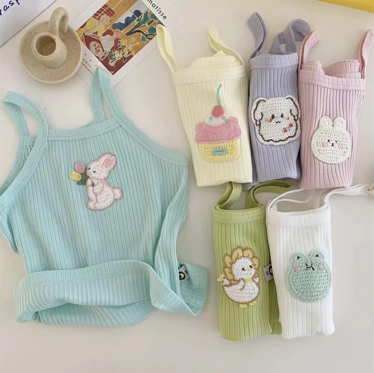 Girls' Ice Silk Camisole Summer Thin 2024 New Children's Outerwear Top, Kids Baby T-shirt Summer Outfit