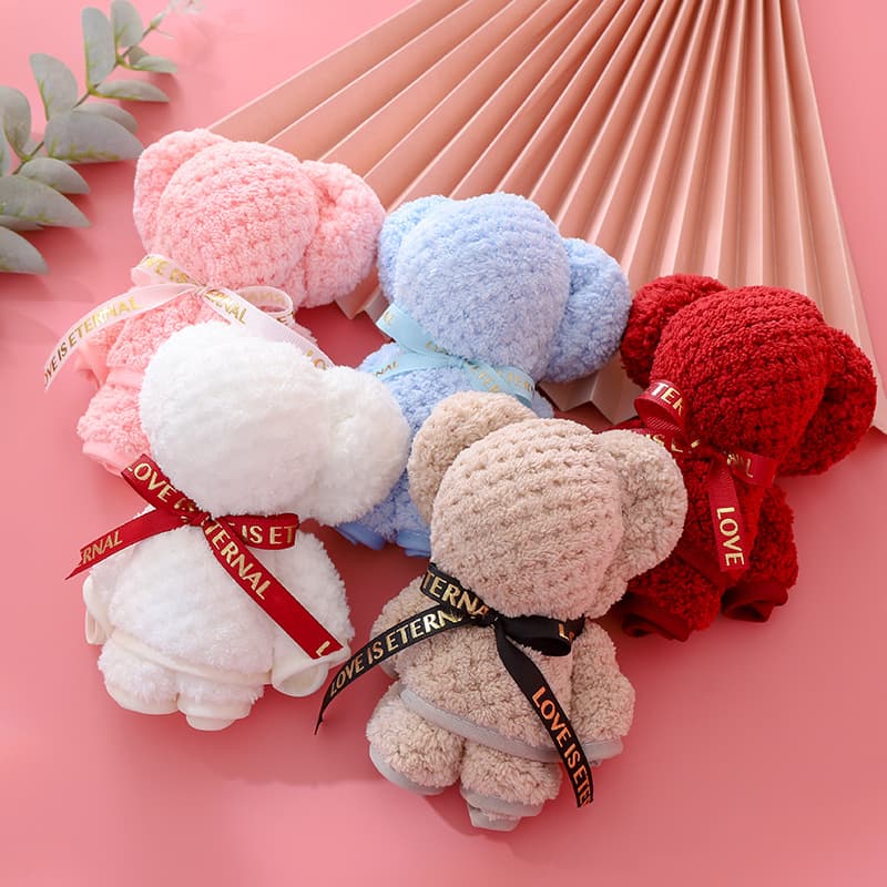 Little Bear Towel Gift Set for Wedding Bridesmaid Return Gift 30*40cm Hemmed Towel Bear Candy Shop Small Gift Wholesale
