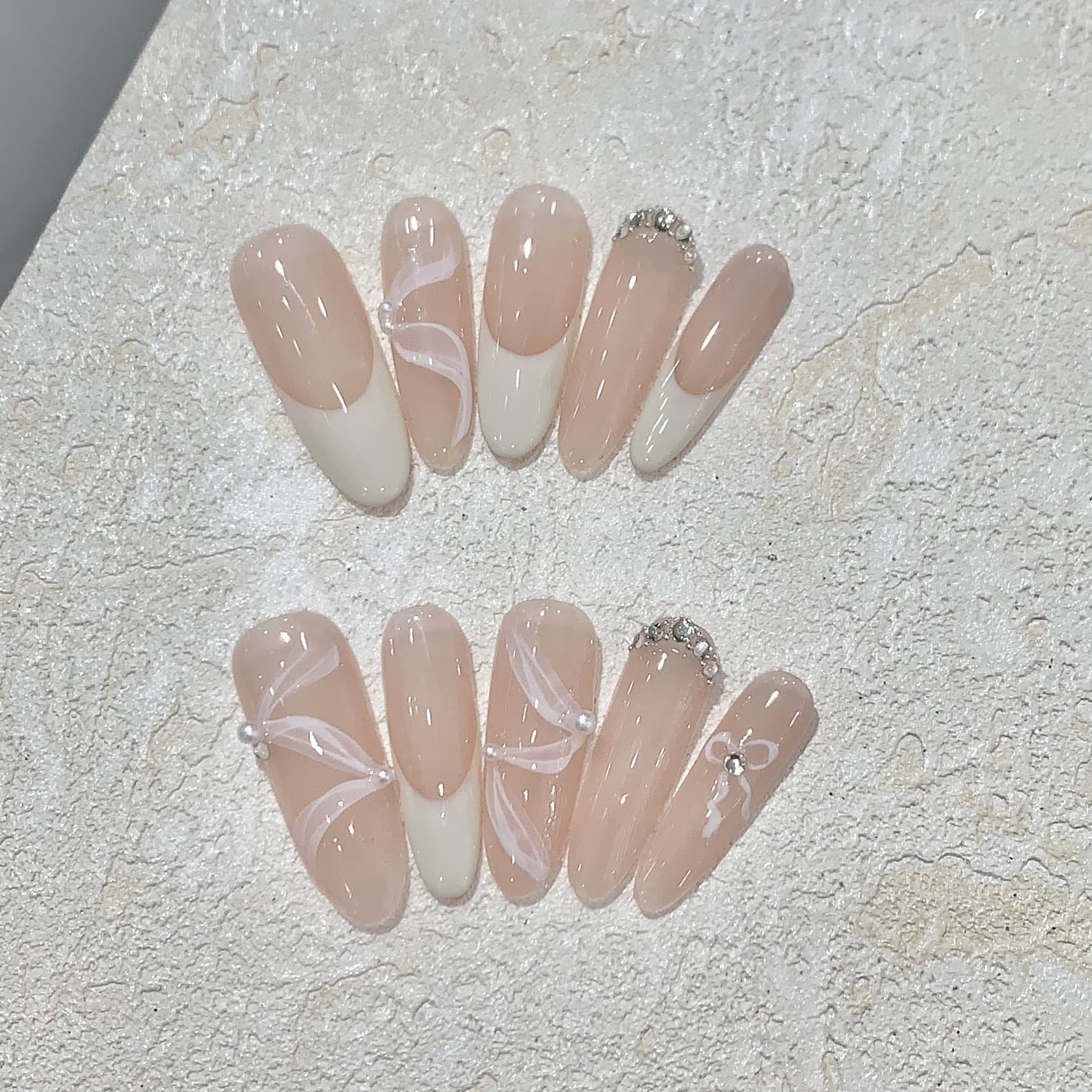 One Care Manicure Factory [Original Real Shot] Ballet Girl Series French Ribbon White Tea Dream Nail Stickers