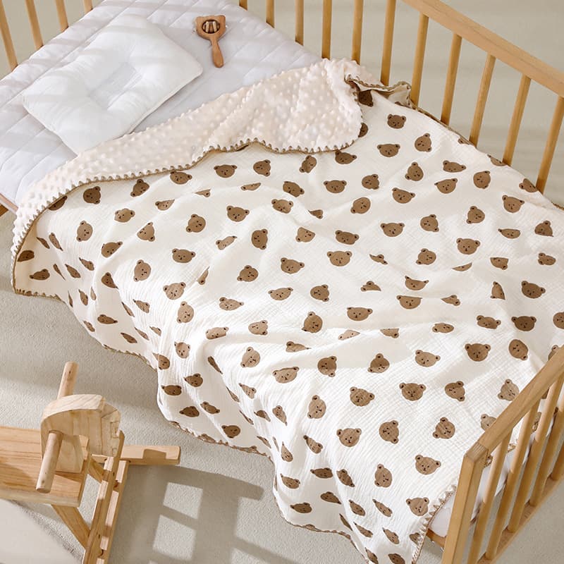Baby Bean Blanket, All-Season Cotton Gauze Quilt, Air Conditioning Blanket, Spring/Autumn Thin Blanket, Kindergarten Nap Blanket