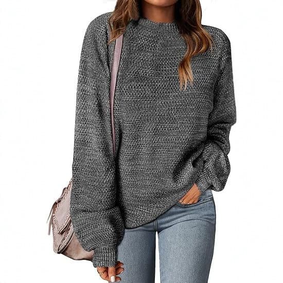 2026 Women's Fashionable Round Neck Comfortable and Cute Mixed Color Knitted Loose Women's Fall Pullover Sweater