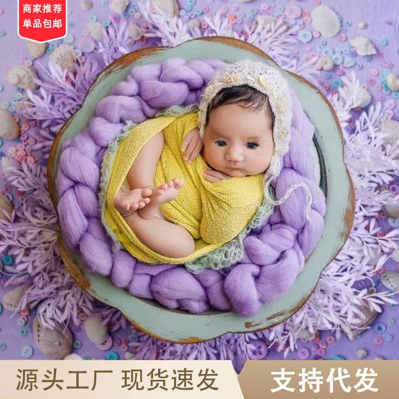 In-stock Baby Photography Flower Pot Props, Newborn Boy and Girl Photo Decoration Props, Iron Flower-shaped Pot Background