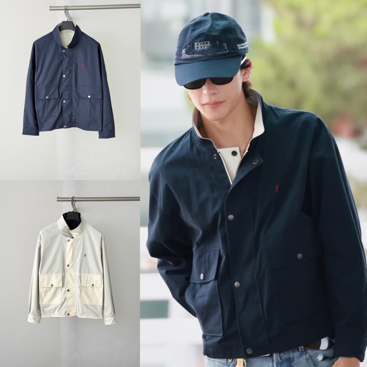 Correct version of 26FW autumn and winter new YSL small label embroidered double-sided stand-up collar work jacket for men and women casual jacket
