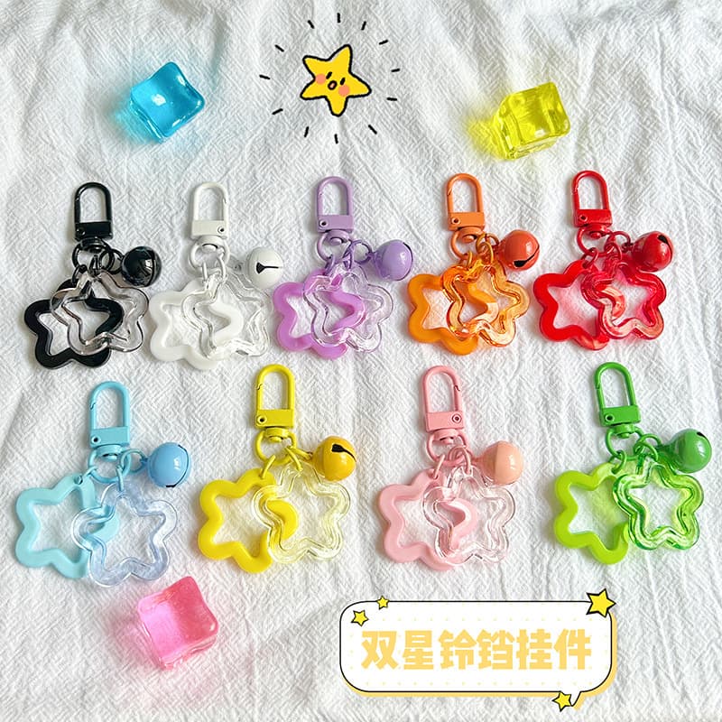 Acrylic Hollow Five-Pointed Star Ins Pendant Summer Childlike Charm Keychain Accessory Wireless Earphone Case Decoration