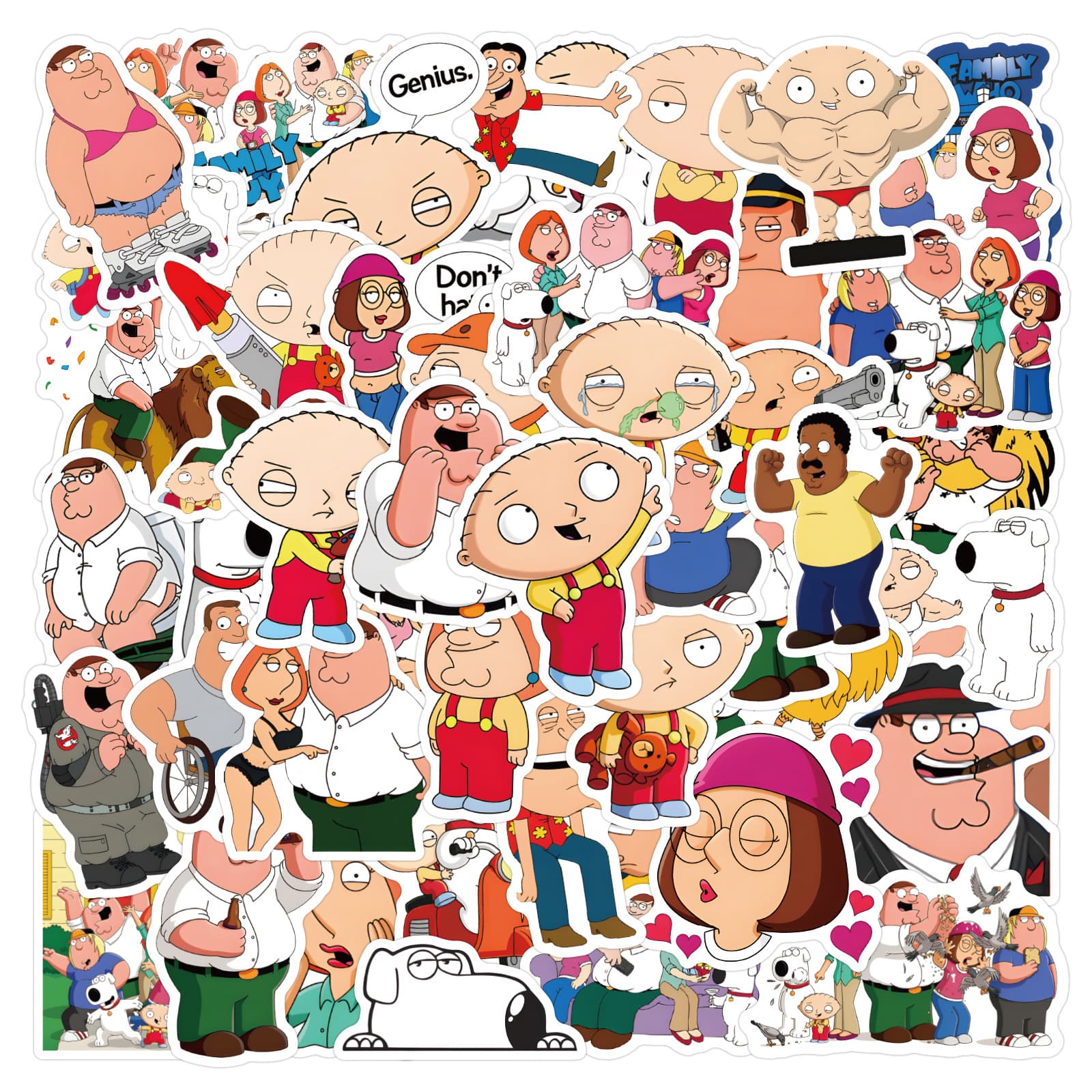 55-Piece Set Waterproof Cartoon Graffiti Stickers for DIY Water Cups And Mobile Phones from Family Guy Prank Home Design
