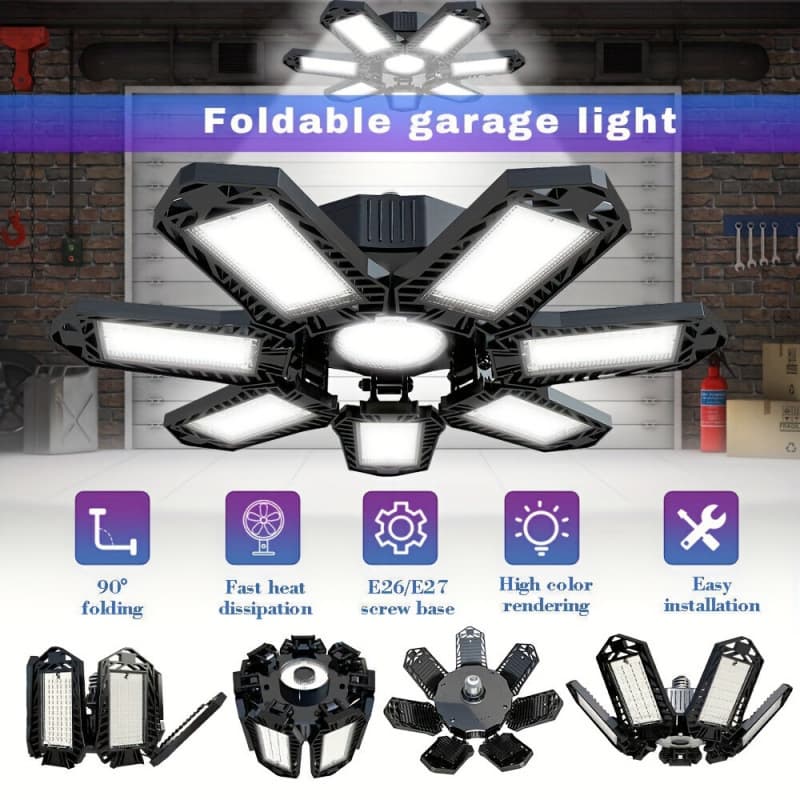 2026 New Cross-Border Dropshipping LED Garage Light 71 Adjustable Panel Deformable Cross-Border