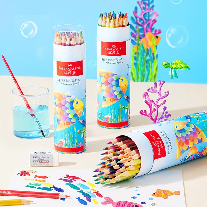 Faber-Castell Children's Colored Lead Tube 36 Color Set Art Classic Water-Soluble Painting Special Student Colored Pencils