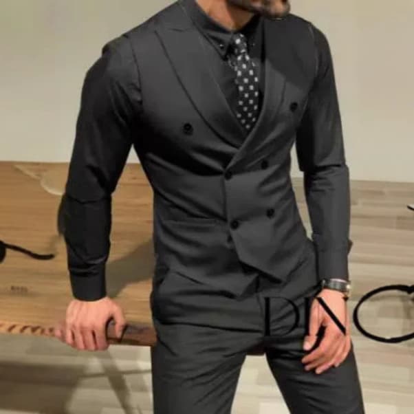 Amazon Men's Vest with Peak Collar and Herringbone Pattern, Suitable for Grooms, Best Men, Wedding Suits, and Suits