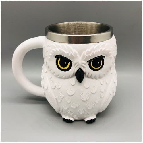 Cute Owl-Shaped Ceramic Mug with Animal Expression and Branch Handle, Ceramic Water Cup Coffee Cup