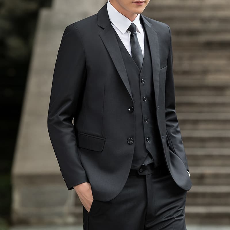 2025 New Men's Three-Piece Suit Korean Style Casual Blazer Groom Vest Trousers Suit Set