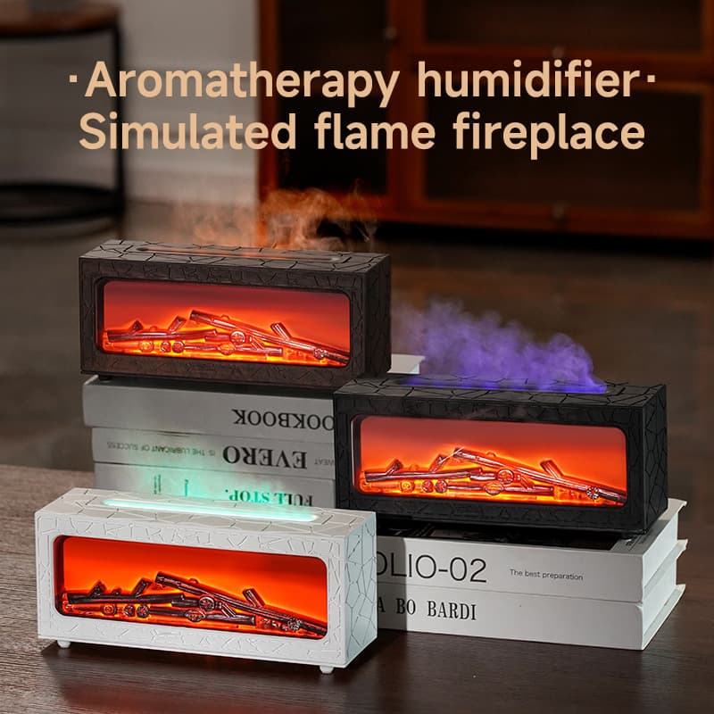 Cross-border new product fireplace simulation flame aromatherapy machine home bedroom desktop fog humidifier gift manufacturer wholesale