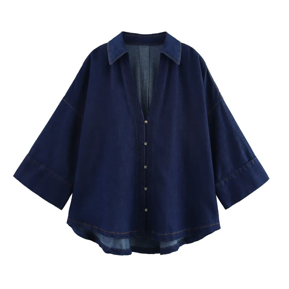 ZG Foreign Trade Wide Sleeve Denim Shirt Women's 2025 Autumn New Arrival Denim Jacket 2783781