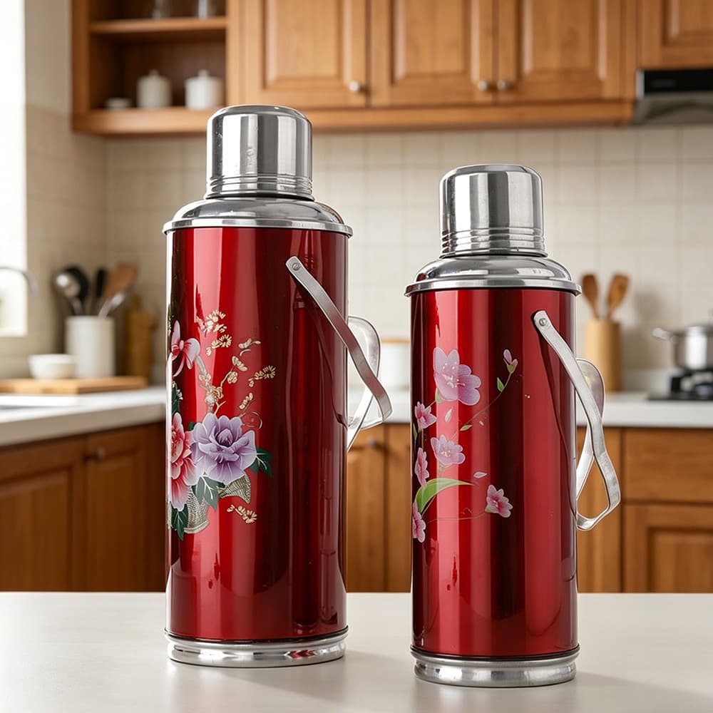 Retro glass liner thermos portable portable tinplate thermos kettle 80s nostalgic thermos thermos kettle wholesale
