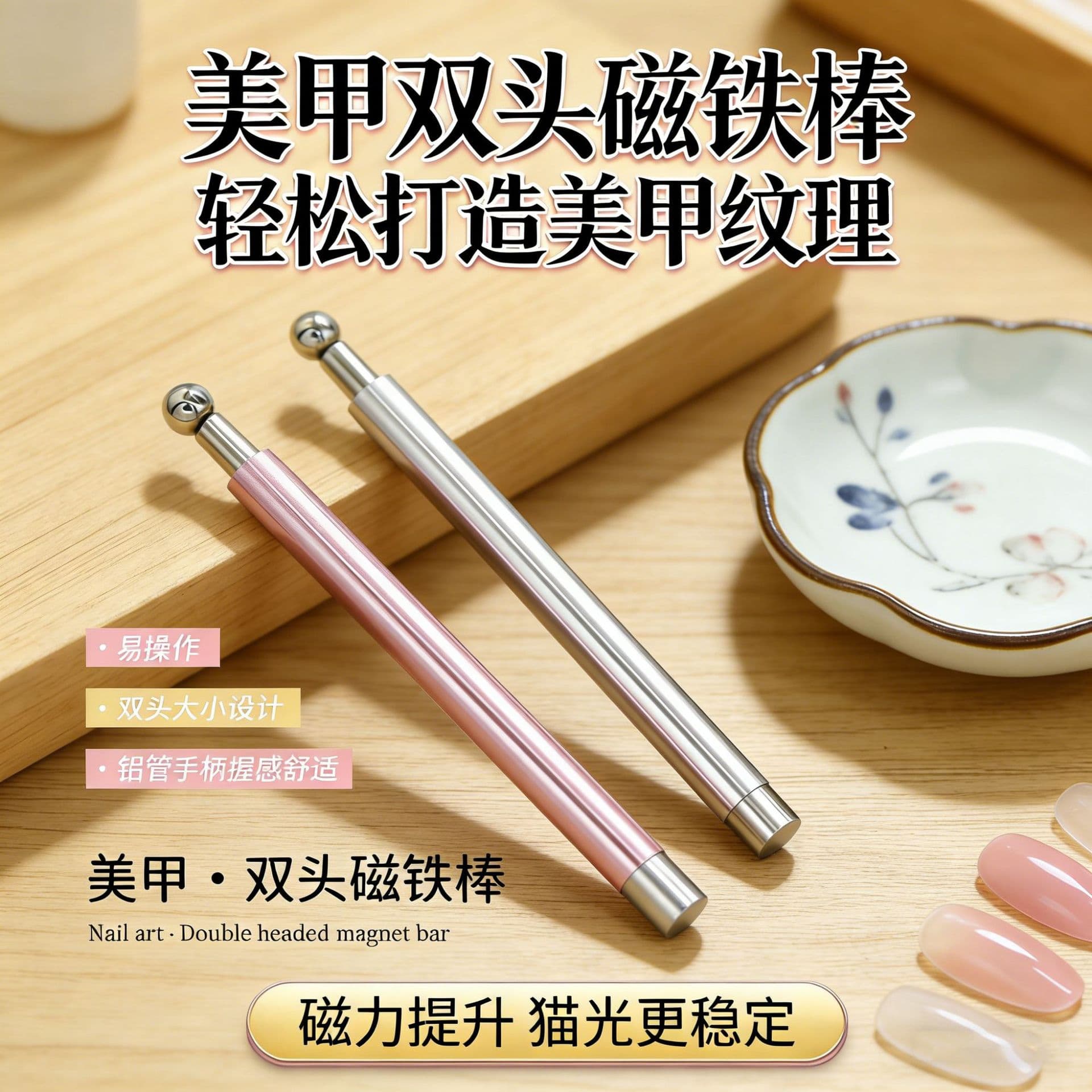 Fairy Double-Headed Small Magic Wand Nail Art Cat Eye Magnet Stick Glass Bead Cat Eye Magnet Stick Cat Eye Magnet