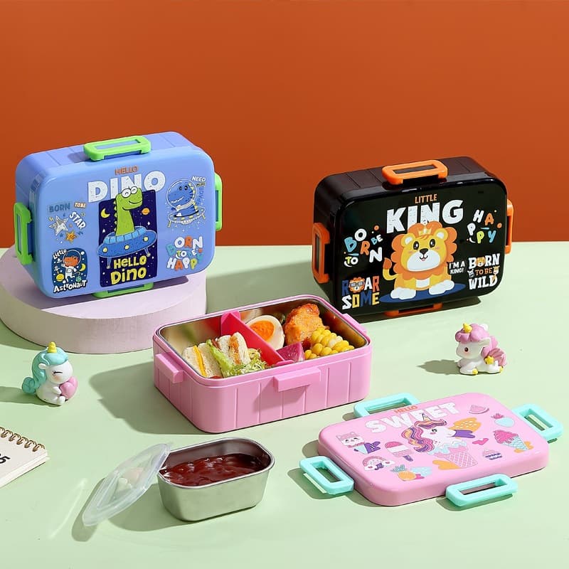 Children lunch box cartoon 304 stainless steel lunch box student lunch box children's soup bowl lunch box